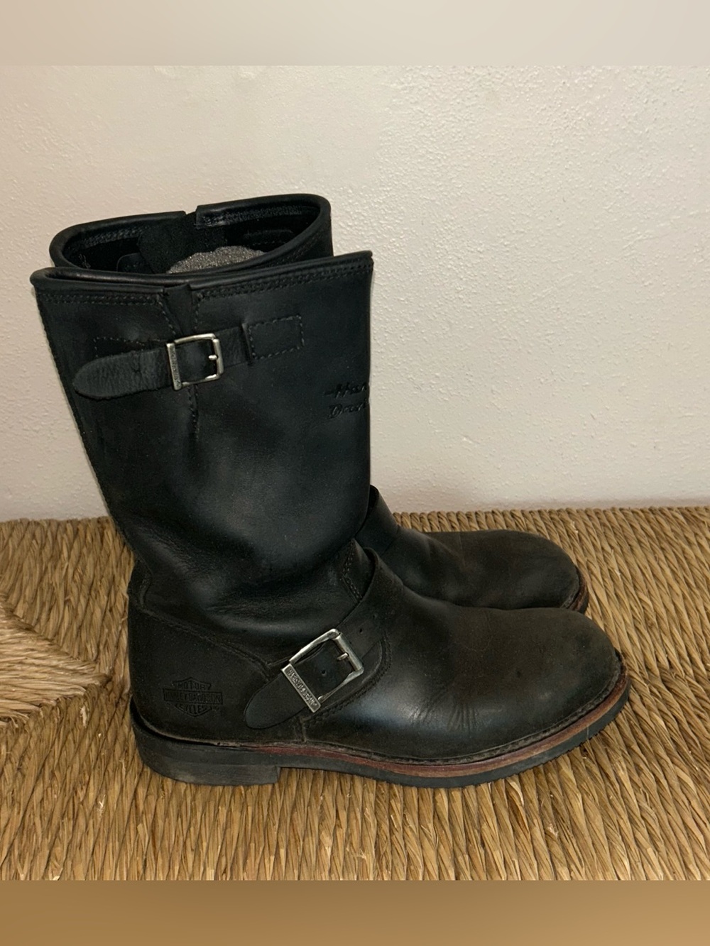 Vintage Harley Davidson Leather Moto Boots 7.5 Biker Grunge Punk Indie Sleaze